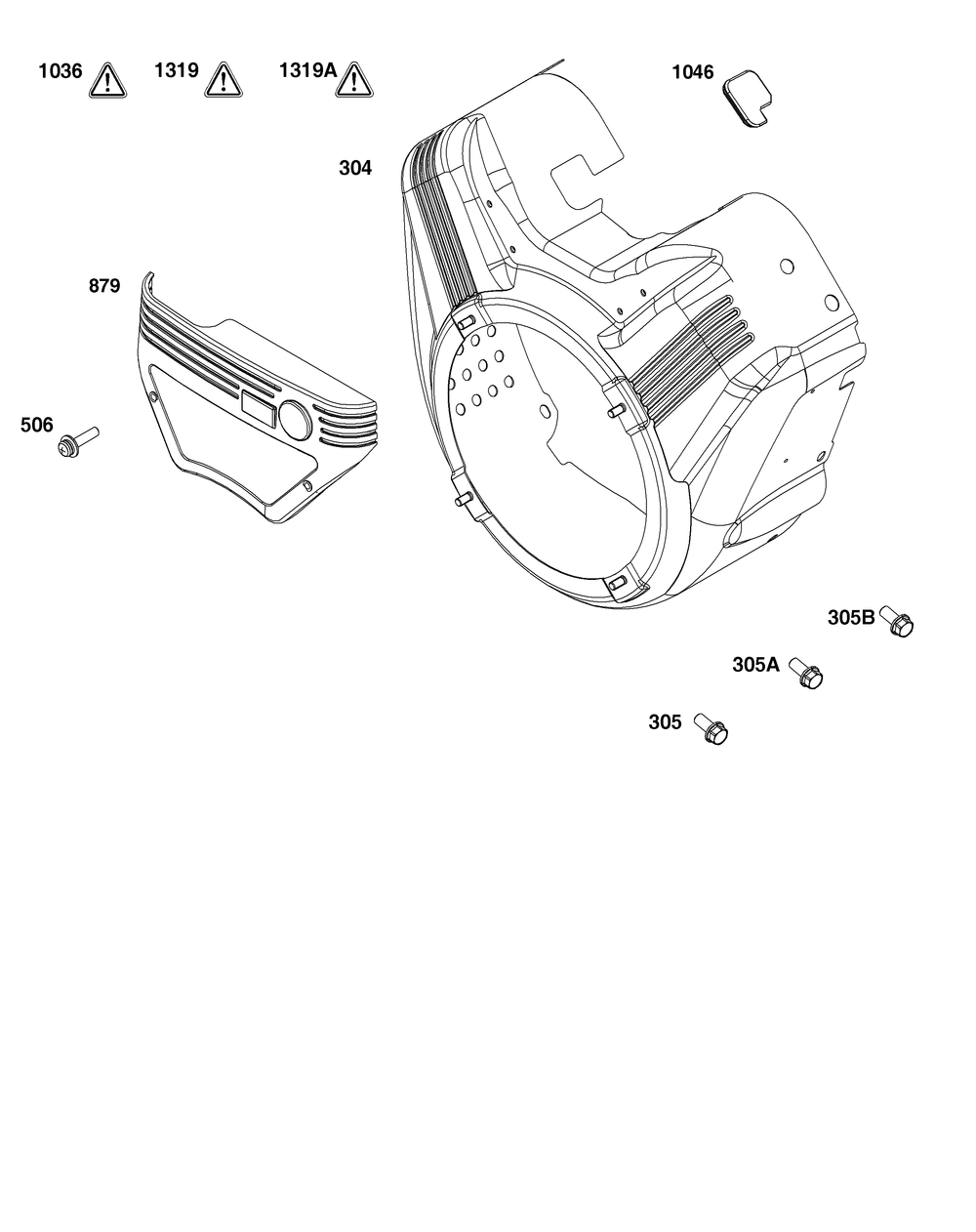 Blower Housing Group Diagram and Parts List for 386447-0435-B5 200000 - 399999 Briggs and Stratton Engine